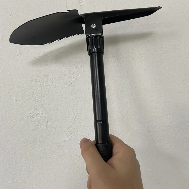 Multi-functional folding car-mounted four-in-one stainless steel shovel survival camping car-mounted small outdoor shovel.