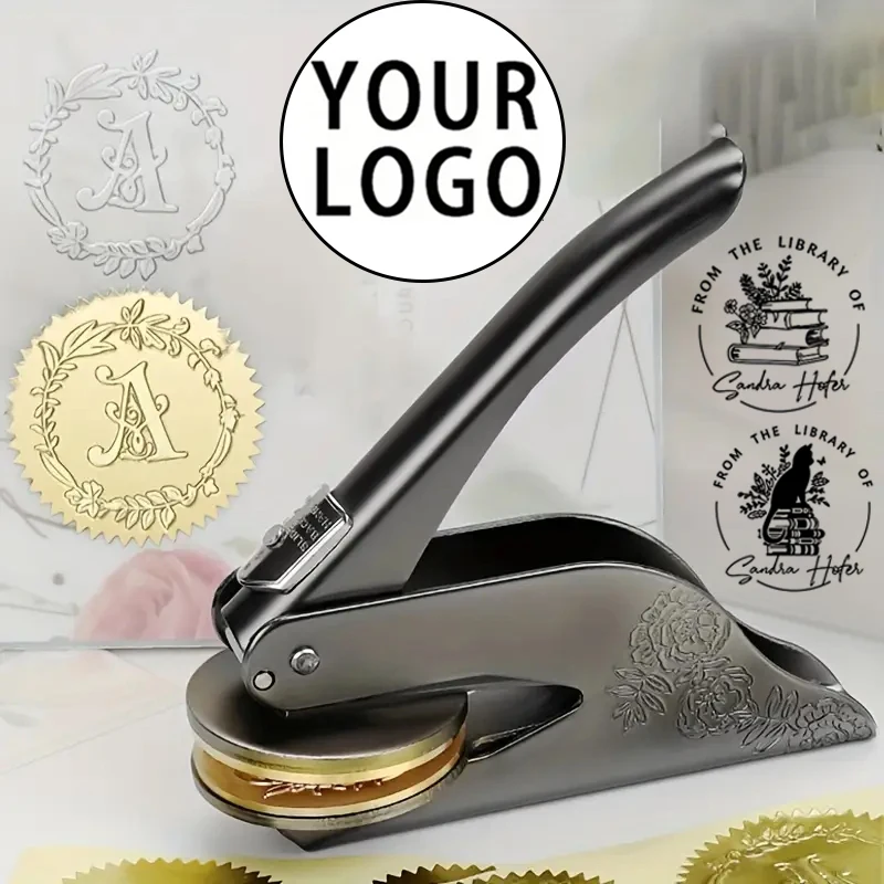 Benutzerdefinierte Buch Hochzeit Embosser Stempel individuelle Designs personalisierte Präge Stempel, Form die Bibliothek Embosser Karte Siegel DIY LOGO