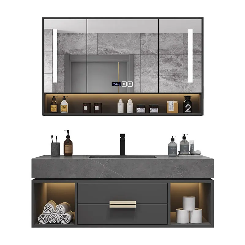 

Мраморный керамический лак, деревянный туалетный столик, двойная раковина, умывальник, шкаф для ванной комнаты с умным зеркалом