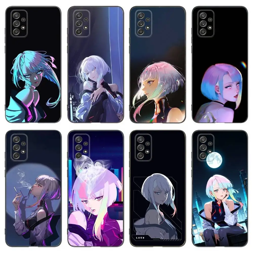 

L-Lucy C-Cyberpunk Game Phone Case For Samsung Galaxy A13,A21s,A22,A31,A32,A52,A53,A71,A80,Soft Black Shell