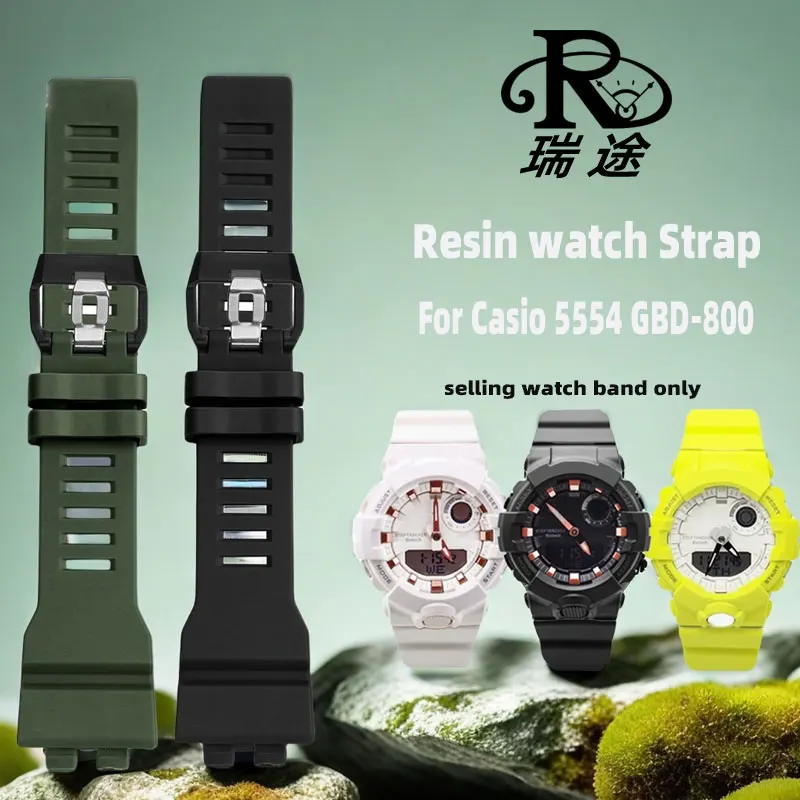สําหรับ Casio G-shock 5554 GBD-800 GBD-800-2/-7 GBA-800 GBA-800uc 3464 นาฬิกา Multi สีดําสีเรซิ่นสายนาฬิกาอุปกรณ์เสริม