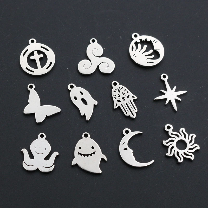 30 stücke Edelstahl kleine Charms Geist Mond Schmetterling Stern niedlichen Anhänger Charme DIY Schmuck machen Accessoires Halskette Armband
