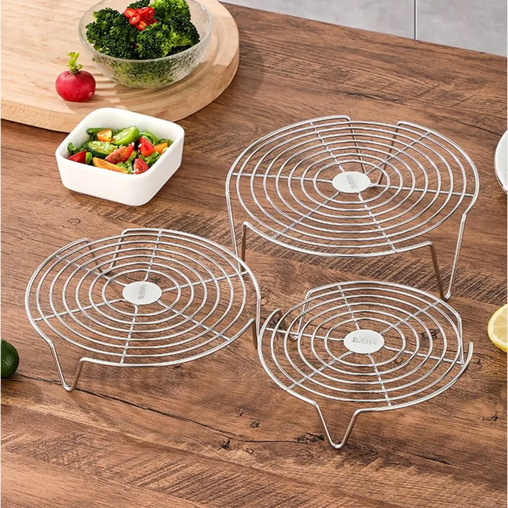 

Stackable Stainless Steel Steamer Rack Heighted Foot Heat-resistant Kitchen Steamer Holder Thickened Round Food Steamer Shelf
