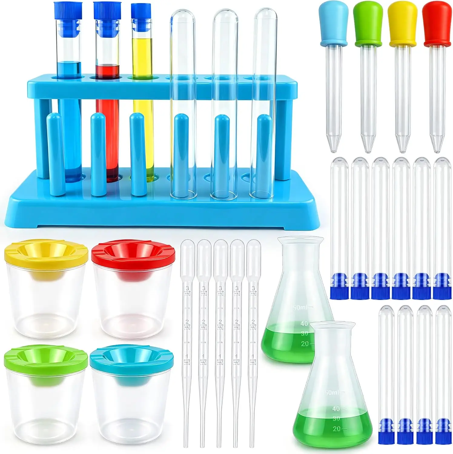 26PCS Kids Science Experiment Kit, Plastic Science Tools & Test Tubes Set, Home & Classroom Chemistry Educational Toy Inspiring