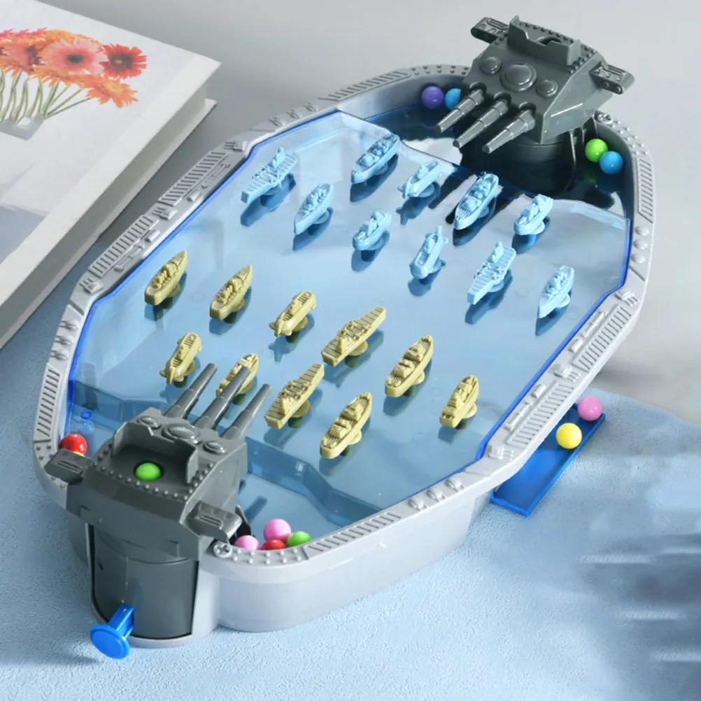 1Set Navy Battle Fighting Battle Interactive Game 2-Player Shooting Launcher Indoor Portable Board Game 2-Player Toy