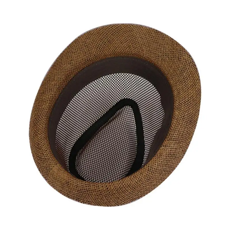 R1WE – chapeau britannique tissé en paille pour hommes, chapeau respirant pêche printemps Camping