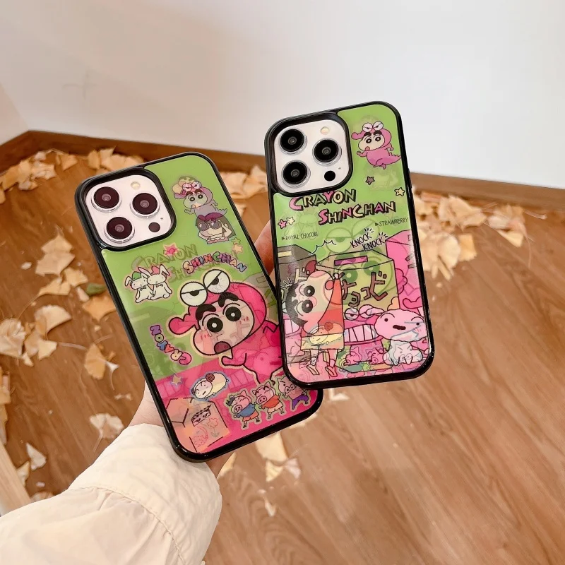 

3D Cute Funny Crayon Shin-chan dinosaur 3D Changing Visual Phone Case for iPhone 11 12 13 14 15 16 Pro Max Plus Anti-Fall Cover﻿