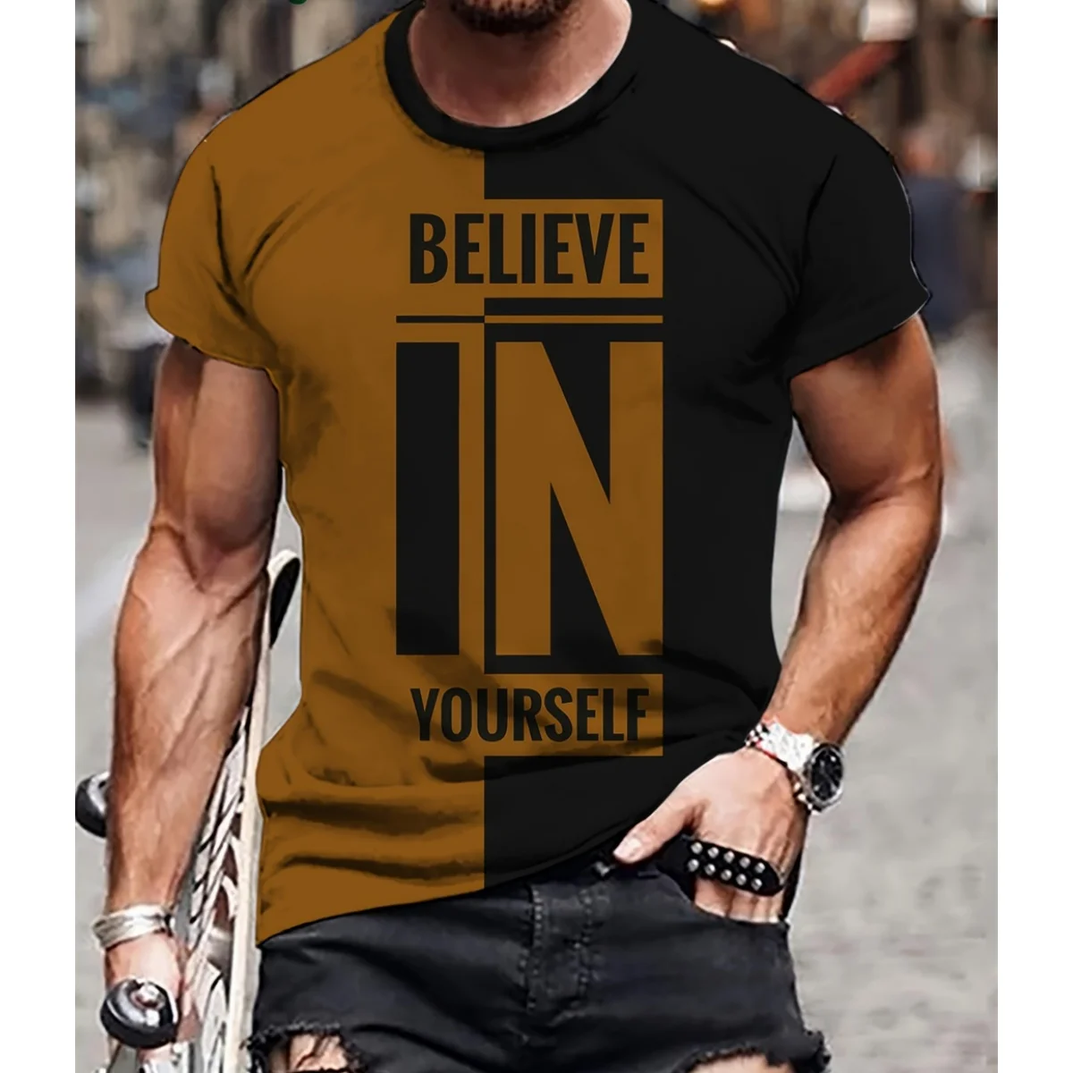 

Believe In Yourself Graphic Print Clothes Men Designer T shirt Men's Summer Clothes Y2k Clothes O-Neck Men Short Sleeve Tee Tops