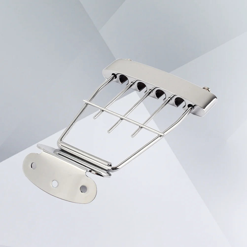 

4 String Guitar Tailpiece Plated Steel Zinc Alloy Bass Replacement 15Mm Spacing Adjustable Easy Install Parts For