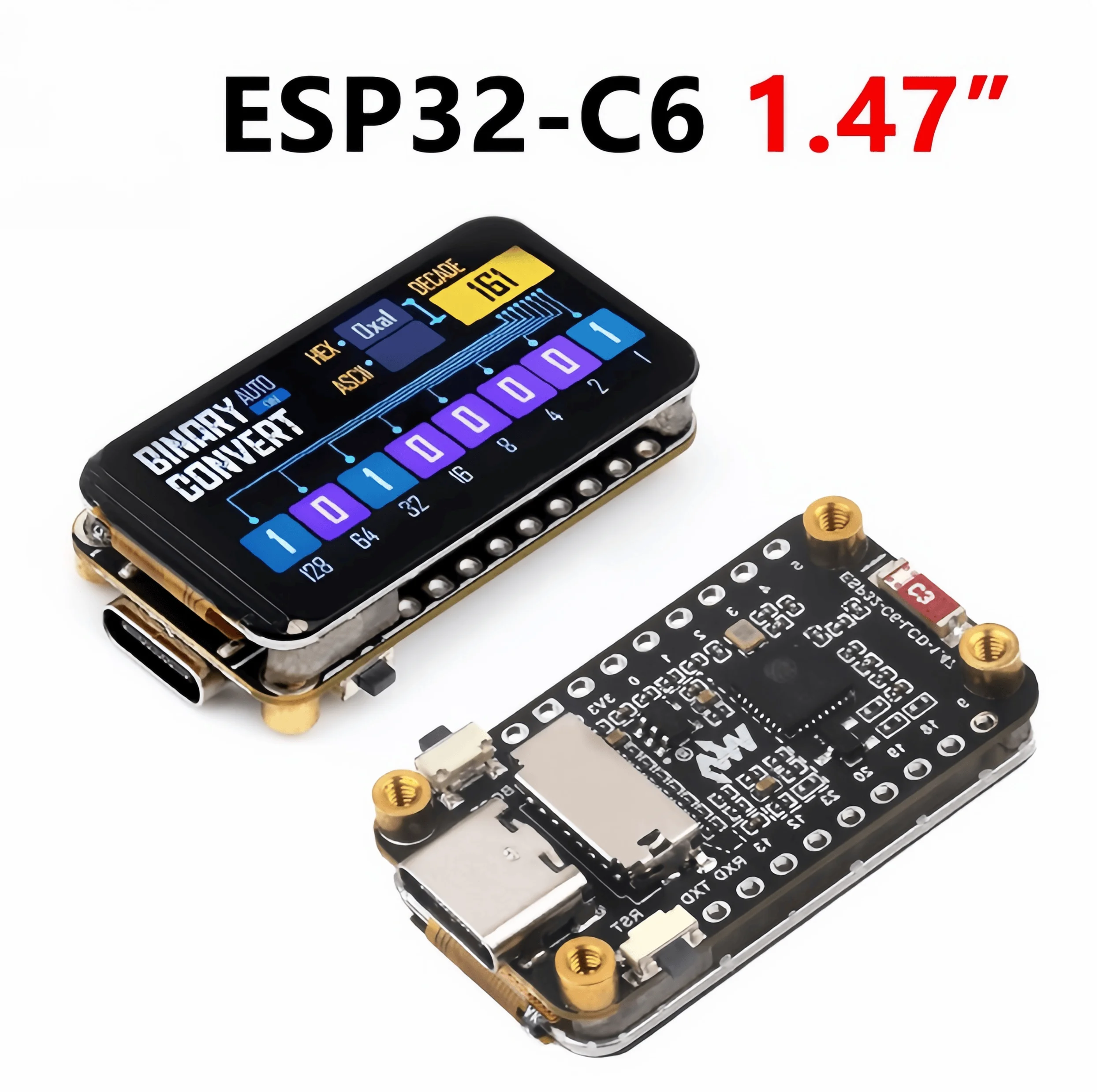 ESP32 C6 개발 보드 1.47인치 LCD 디스플레이 172x320 RGB 조명 SD 슬롯 포함 Arduino와 호환 가능