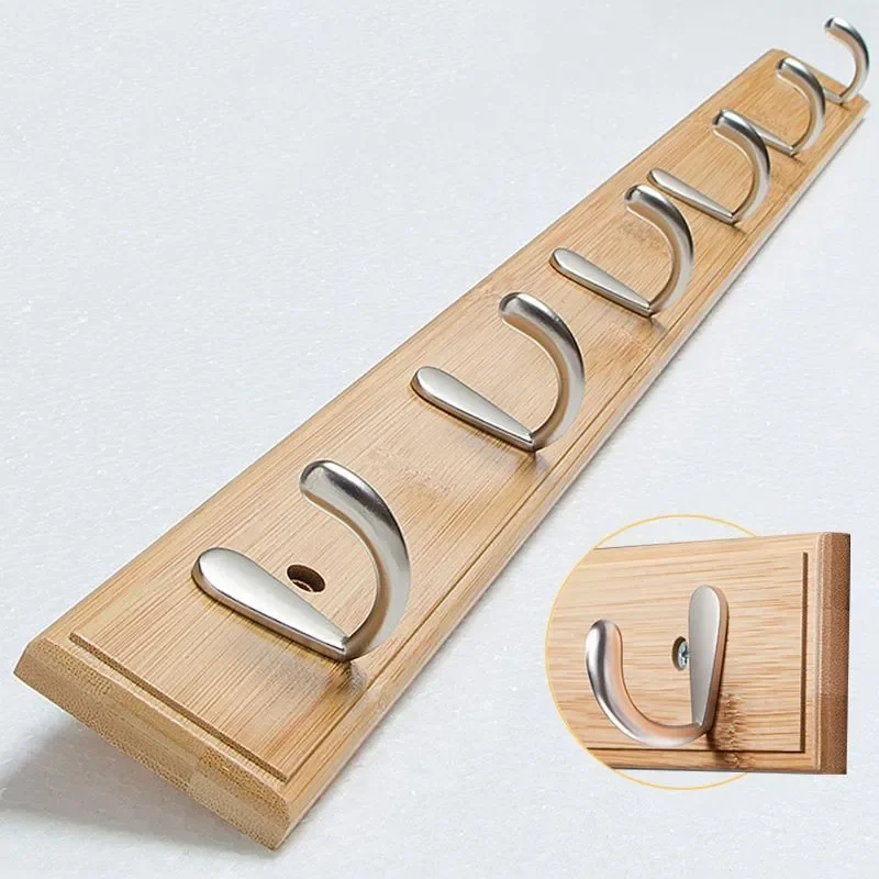 Simple Bamboo Wooden Hanging Clothes Hook Wall Decoration Fitting Room Hangers Entrance Door Hats Keys Goods Storage Racks