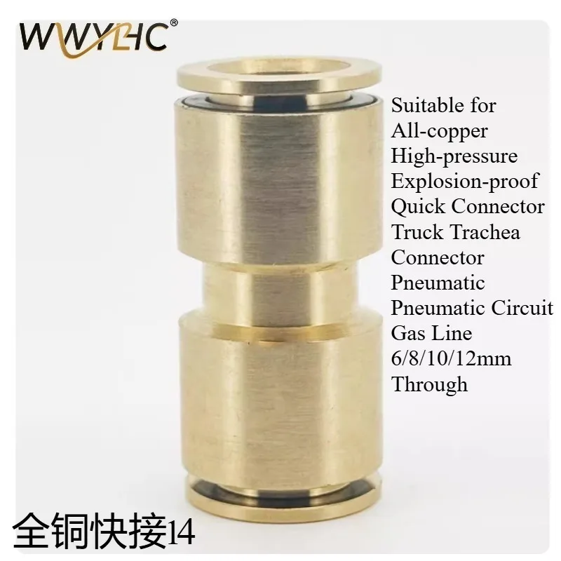 Suitable for All Copper Quick Connector Truck Air Pipe Joint Pneumatic Circuit Air Path 6/8/10/12mm Straight Through