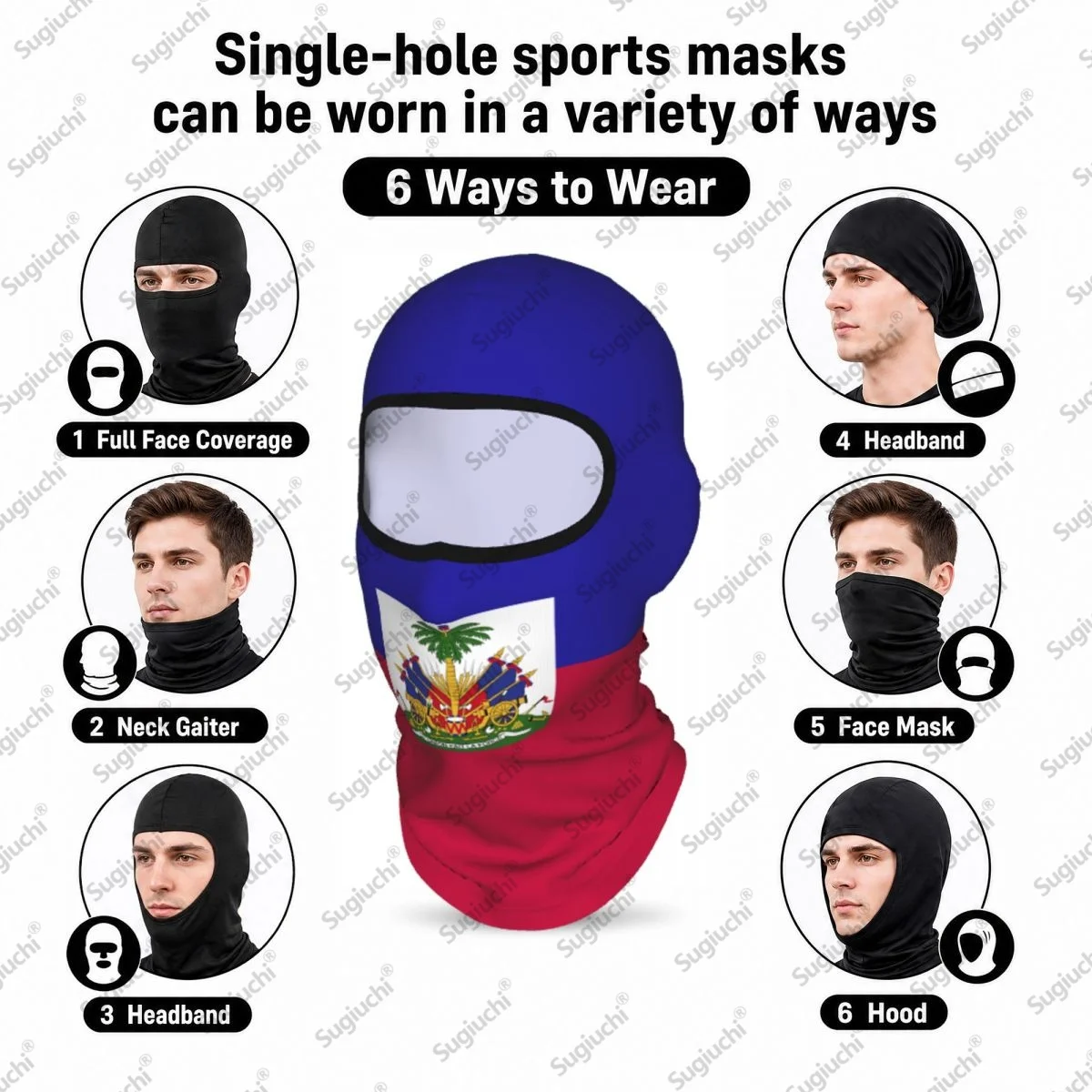 Haiti Cycling Balaclava Full Face Ski Cover sun protective scarf Windproof Breathable Anti-UV Motorcycle Helmet Liner view 3
