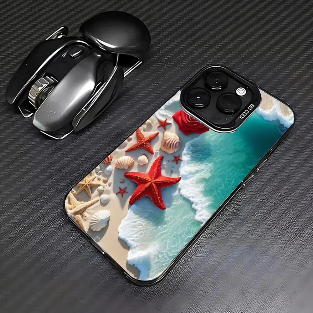 เคสโทรศัพท์ลายดอกกุหลาบชายหาด เหมาะสำหรับ iPhone 17 16 15 14 13 12 11 Pro/Max/Plus ป้องกันการตกกระแทกและกันแรงสั่นสะเทือน