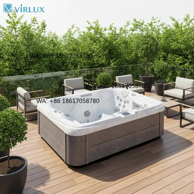 VIRLUX 3-person Hot Tub Outdoor Spa New-design Bathtub with Trendy Look and 37 Jets for Fashionable Home Lifestyle