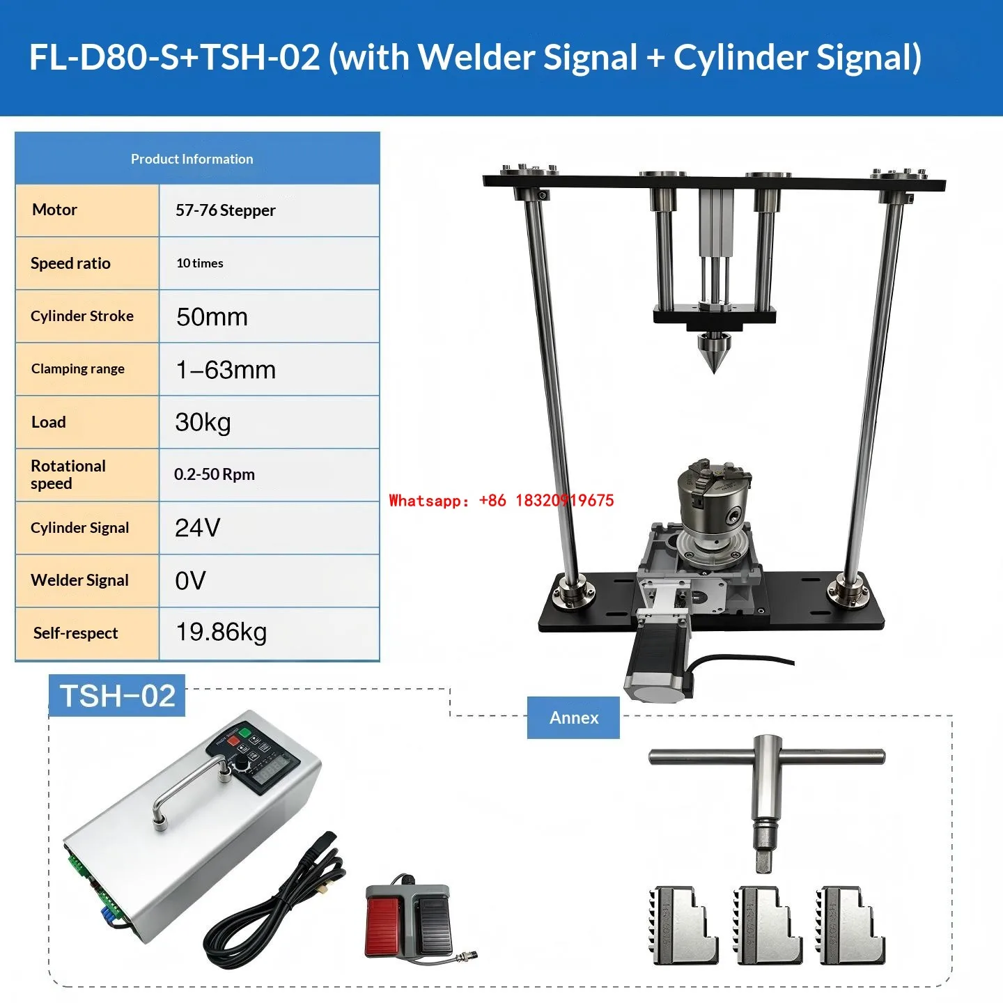 Cyclmotion Welding fixture rotary axis positioner with dual-rod downward-pressing rotating mechanism