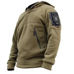 Men Winter Thermal Fleece Outdoor Hunting Zippers Military Tactical Jacket Hooded Coat Soft Hiking Jackets Men's Tactical Outdoo