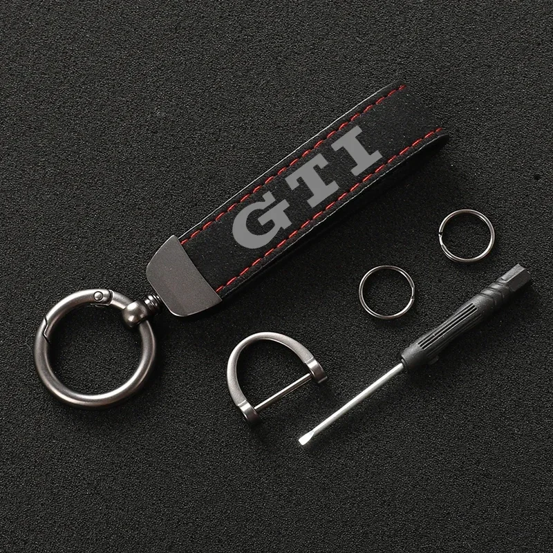 High Grade Suede Leather Car Keychain GTI Car Styling Key Ring For Golf 4 5 6 7 8 MK4 MK5 MK6 MK7 MK8 GTI Car Accessories