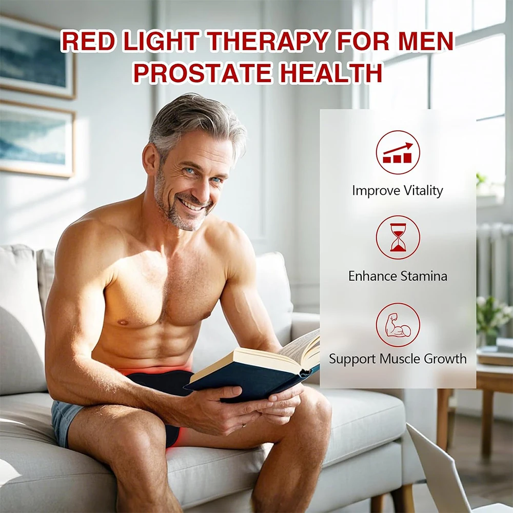 Red Light Therapy สําหรับชายต่อมลูกหมากอุปกรณ์บําบัด 660nm 850nm 82pcs ทางกายภาพอินฟราเรด Therapy Wrap เข็มขัดและกางเกงสําหรับบรรเทาอาการปวด