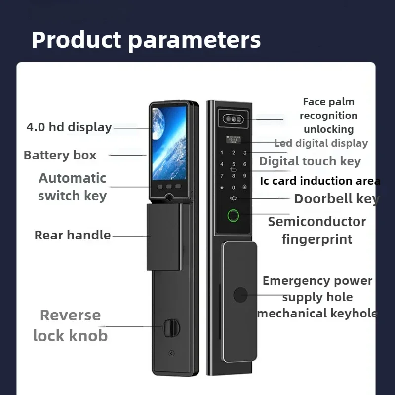 Outdoor Lock with Surveillance Camera Home Automatic Smart Door Lock 3d Facial Recognition Fingerprint Password