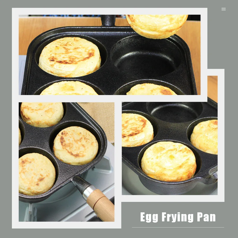 

1pc Four-Hole Egg Pan Non-Stick Breakfast Skillet Cooker Multi-Hole Frying Pot For Making Egg Cooking Tool Kitchen
