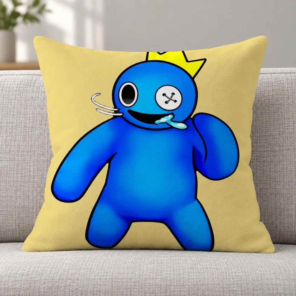 Game Horror R-Rainbow Friends Cushion Cover Soft Plush Pillow Cover Sofa Bedroom Living Room Bed Office Decor Gift