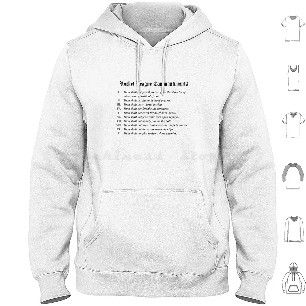 Rocket League Commandments-Rocket League Reglas para jugar con sudadera de algodón de manga larga Rocket League Rokt Leeg Rokt Leeg Pocket