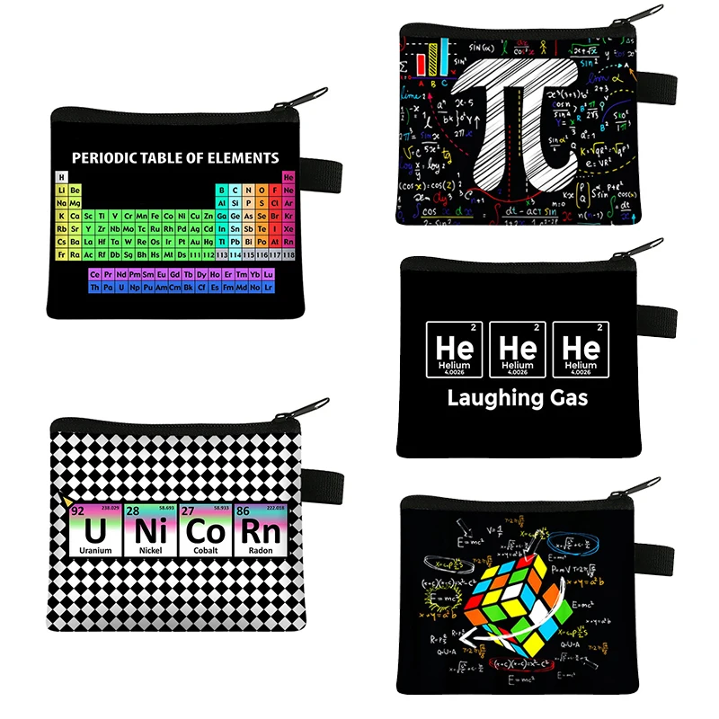 Funny Periodic Table of Elements Coin Purse Women Coffe Elements Mathematical Formula PI Money Coin Bags Boys Girls Purse Gift