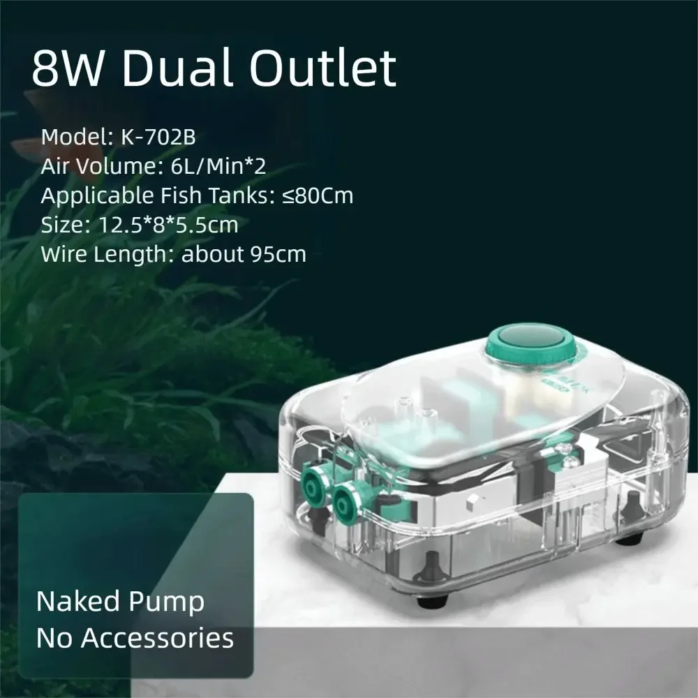 Ultra Silent  Aquarium Air Pump Low Noise Silent Operation Automatic Mute Aerator Pump High Power Adjustable Air Flow Oxygen
