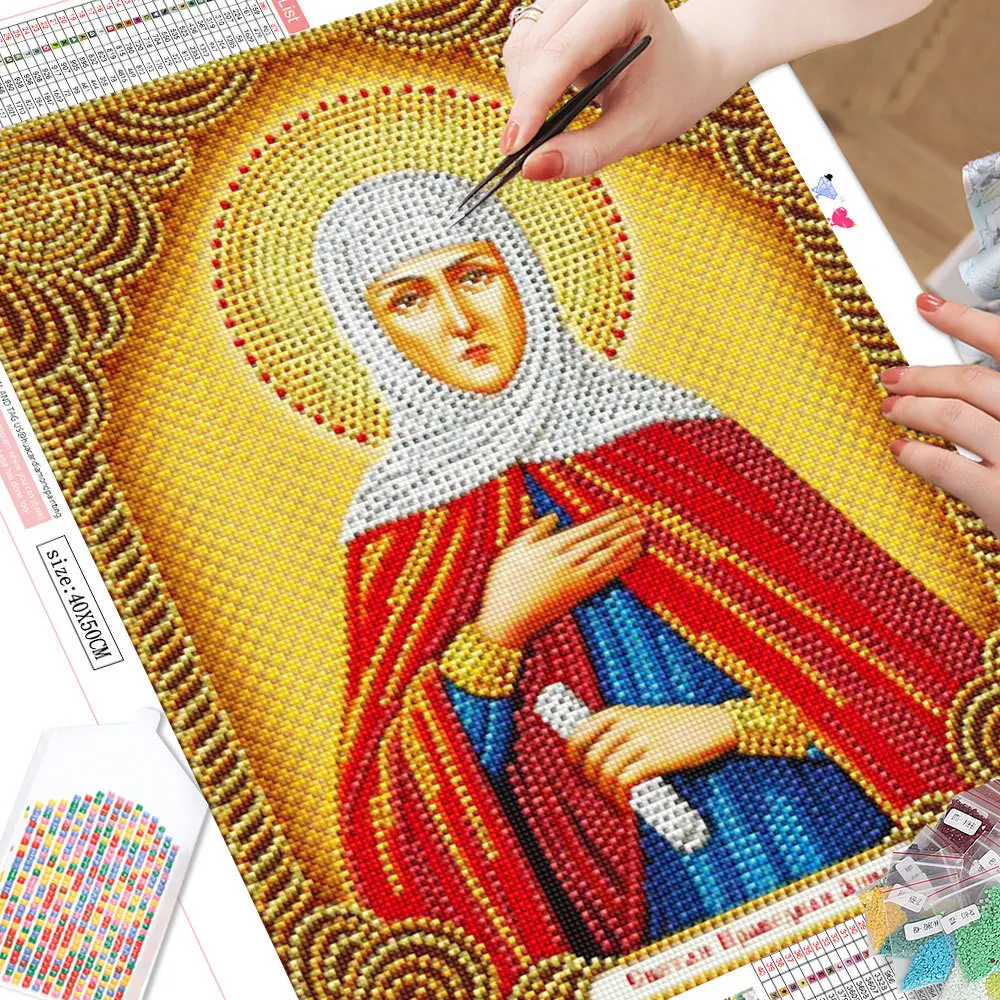 聖母マリア-肖像画,チリスティアン,モザイク,刺embroidery,完全な