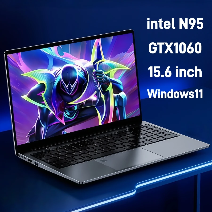 Laptop gamingowy 15,6 cala Intel N95, przenośny komputer PC, laptop z GTX1060, dla graczy, 32GB DDR4, 1TB PCI-E, Windows 11, podświetlana klawiatura