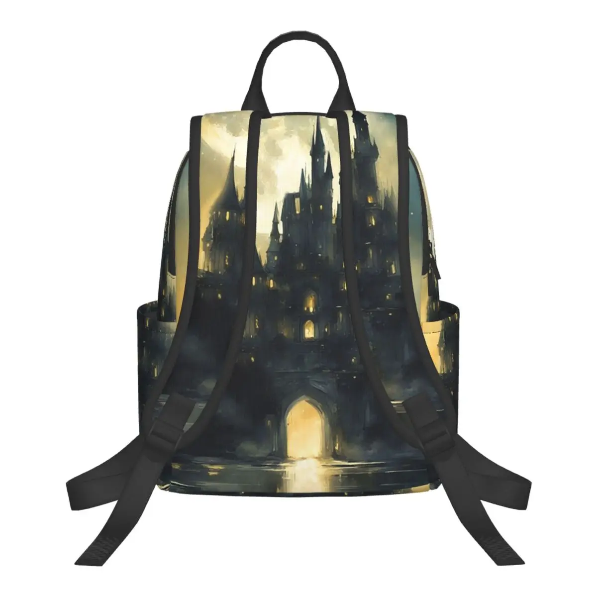 The Moon And The Isolated Castle Student Backpack School Bag Hiking Travel Daypack for Boys Girls Bookbag Shoulder Bags