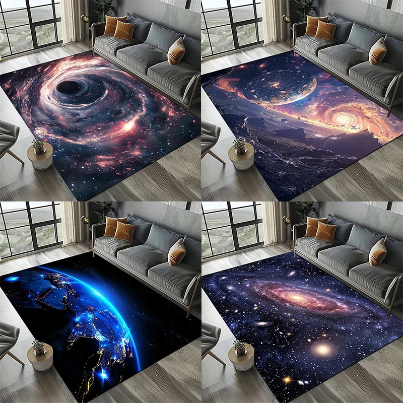 

Cosmic Universe Print Rug Galaxy-Themed Non-Slip Rug For Living Room Bedroom Sofa Space-Inspired Decor