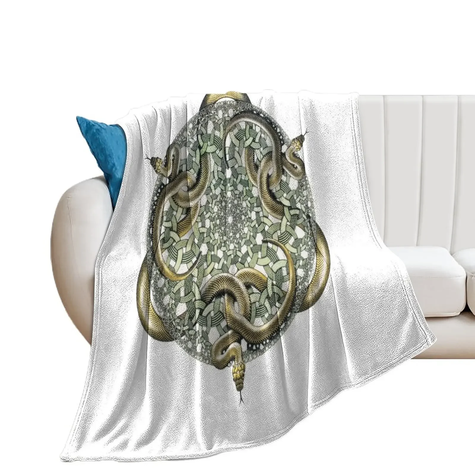 

Escher Snakes Throw Blanket Bed Fashionable Travel wednesday Bed Blankets