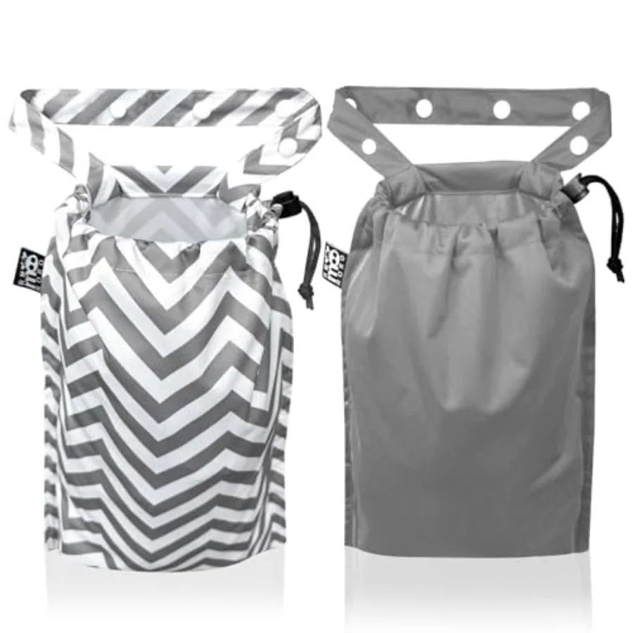 

2 Pack Leakproof Car Trash Bags Detachable Waterproof Garbage Bags with Drawstring Hanging Organizer for Back Seat Travel Grey