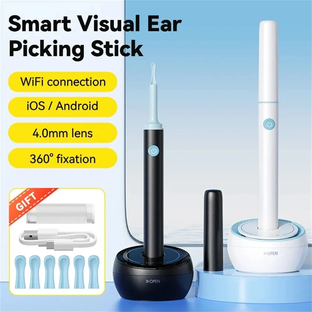 

5MP Visual Ear Endoscope 3-AXIS Gyroscope Smart Safe Earpick Camera Silicone Ear Wax Remover 4.0 Lens Otoscope Ear Cleaning Tool