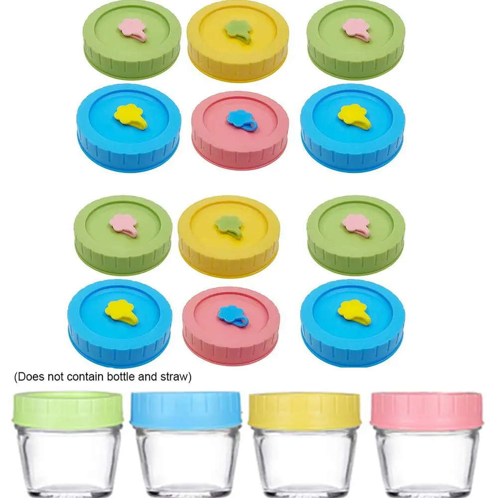 1/4Pcs Drinking Leak-Proof Food Storage Canning Lids Mason Jar Lids With Straw Hole Jar Caps