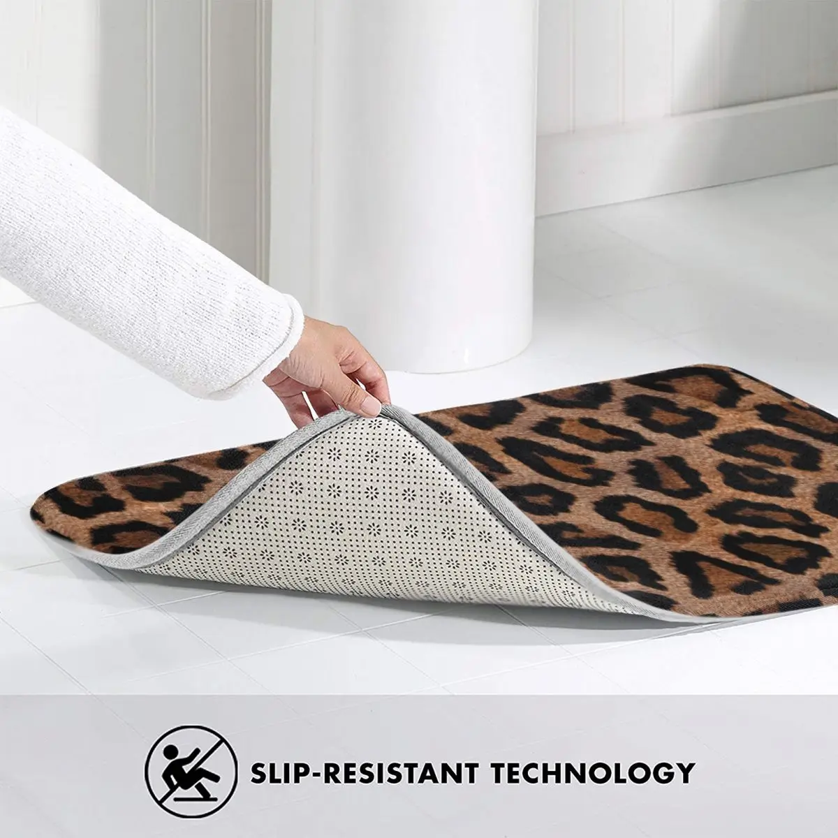 Animal Print Bath Mat Spotted Leopard Bathroom Rug Kitchen Shower Room Washable Waterproof Foot Mat Anti Slip Custom Toilet Mat