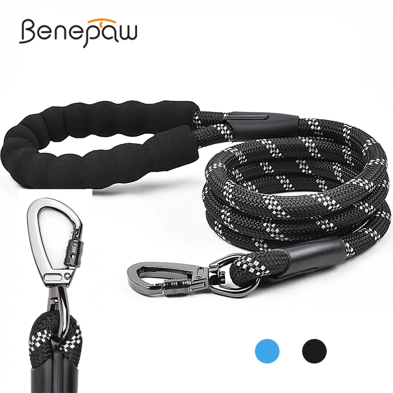 

Собачий поводок Benepaw Heavy Duty для маленьких средних и больших собак 4,9 футов светоотражающий нейлоновый поводок для домашних животных Удобная мягкая ручка быстросъемный
