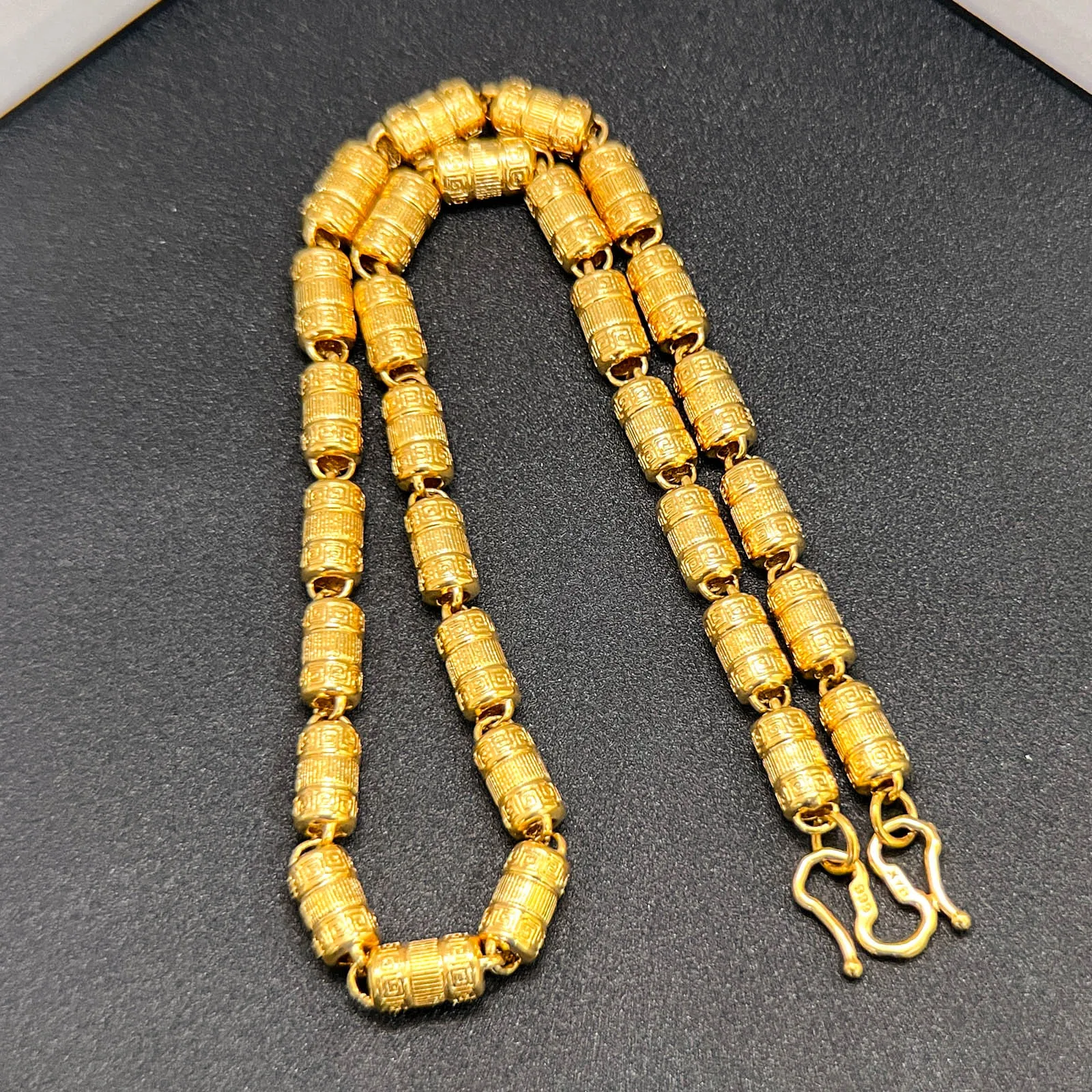 9999 Pure Gold Men's Great Wall Pattern Cylinder Necklace 24K Real Gold Personalized Trendy Classic Cylindrical Chain Accessorie