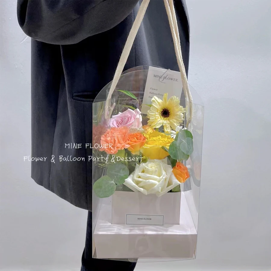 5/10Pcs, Hand Flower Packaging Box, Waterproof Transparent Flower Art Arrangement Paper Box, Tote Florist Supplies Package