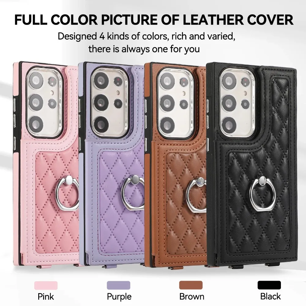 Crossbody Wallet Case for Samsung Galaxy S24 S23 S22 Ultra Plus + FE A14 A52 A52S A52 A54 5G Card Ring Holder PU Leather Cover