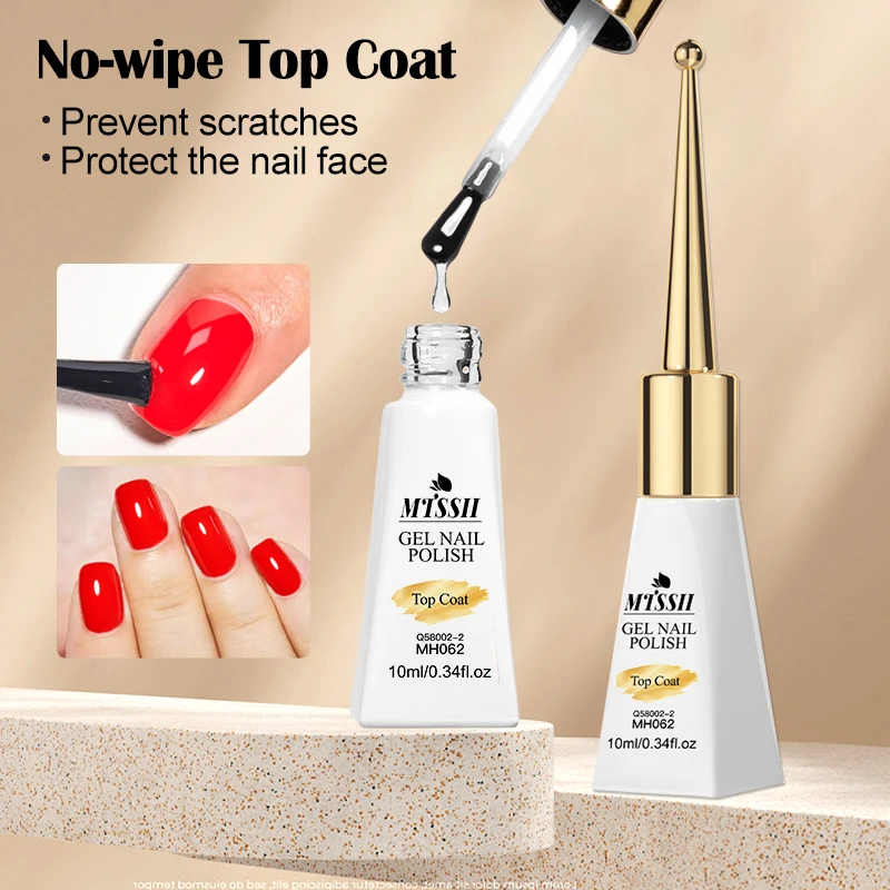 10ml ขวดแก้ว Super Top Coat ฐานเจลไม่มีเช็ด Matte Top Coat ยาวนาน UV Soak Off เจลผสมภาษาโปลิชคําฟังก์ชั่นเจล