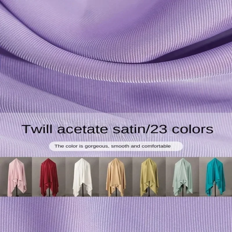 

High Sag Twill Imitation Acetate Satin Fabric for Solid Color Smooth Glossy Skirt Pants Spring Summer Apparel Cloth Diy Sewing