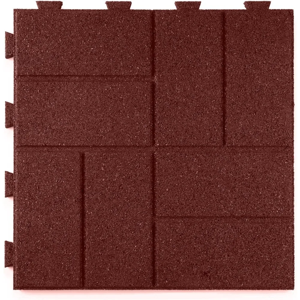 

Brick Rubber Interlocking Tiles | 16 X 16 | Easy Install for Indoor and Outdoor Use (20 Tiles)