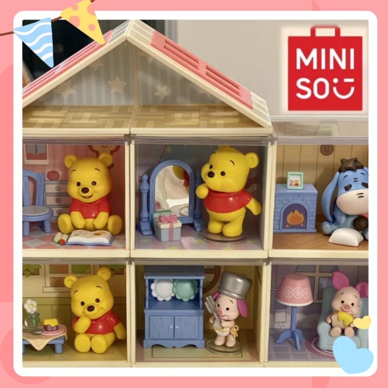 

In Stock Authentic Miniso Disney Winnie The Pooh Home Time Series Blind Box Handmade Desktop Ornament Pvc Doll Cute Girl Gift