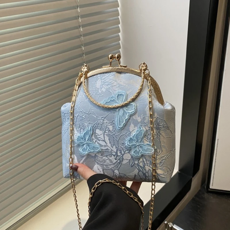 

Butterfly Embroidery Dinner Party Ladies Chain Crossbody Bag Elegant Simple Female Handbags Chinese Style Women's Shoulder Bags