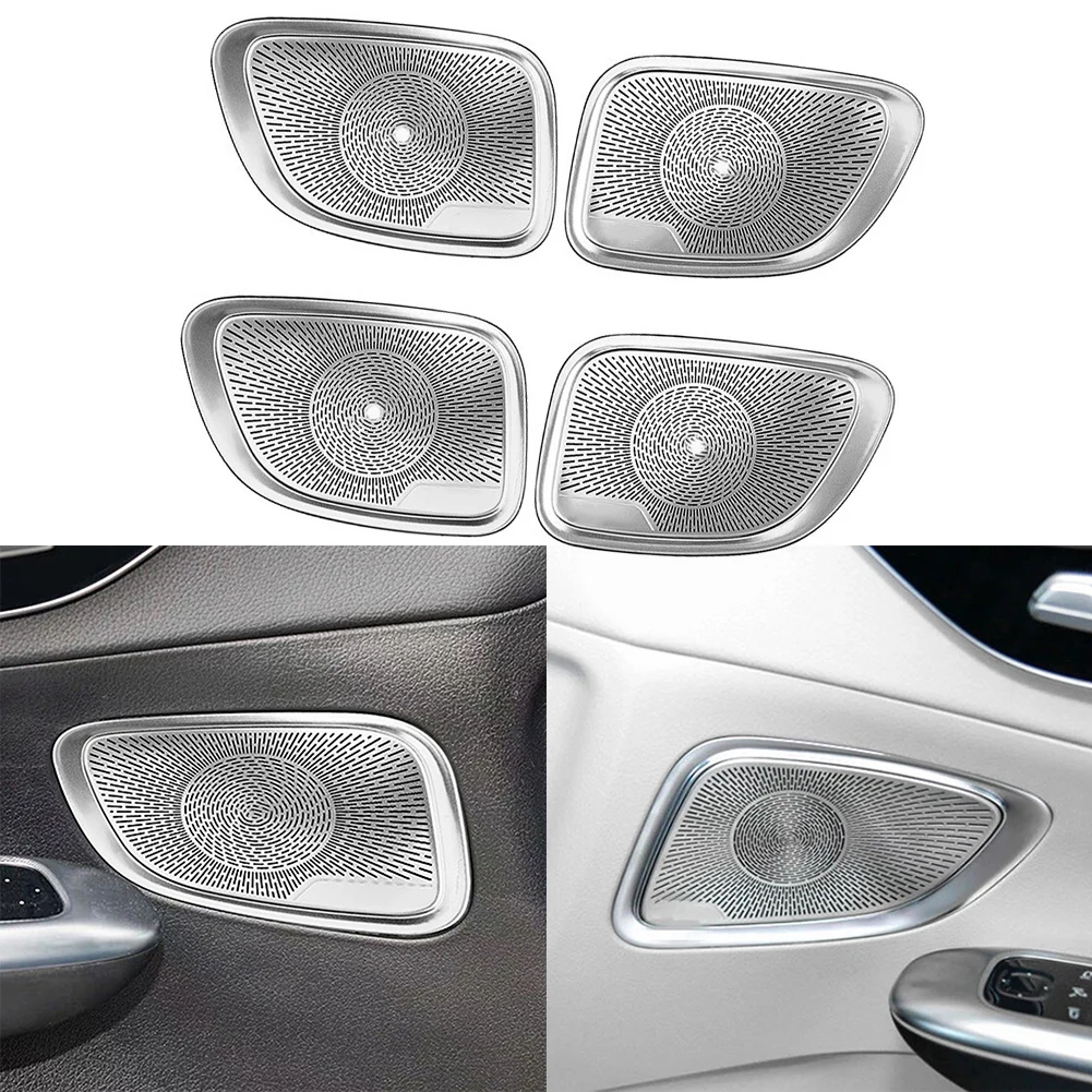 Inner Door Speaker Frame Cover For Mercedes C-Class For W206 2022-2024 LHD Car Interior Trim Accessories Silver Stainless Steel
