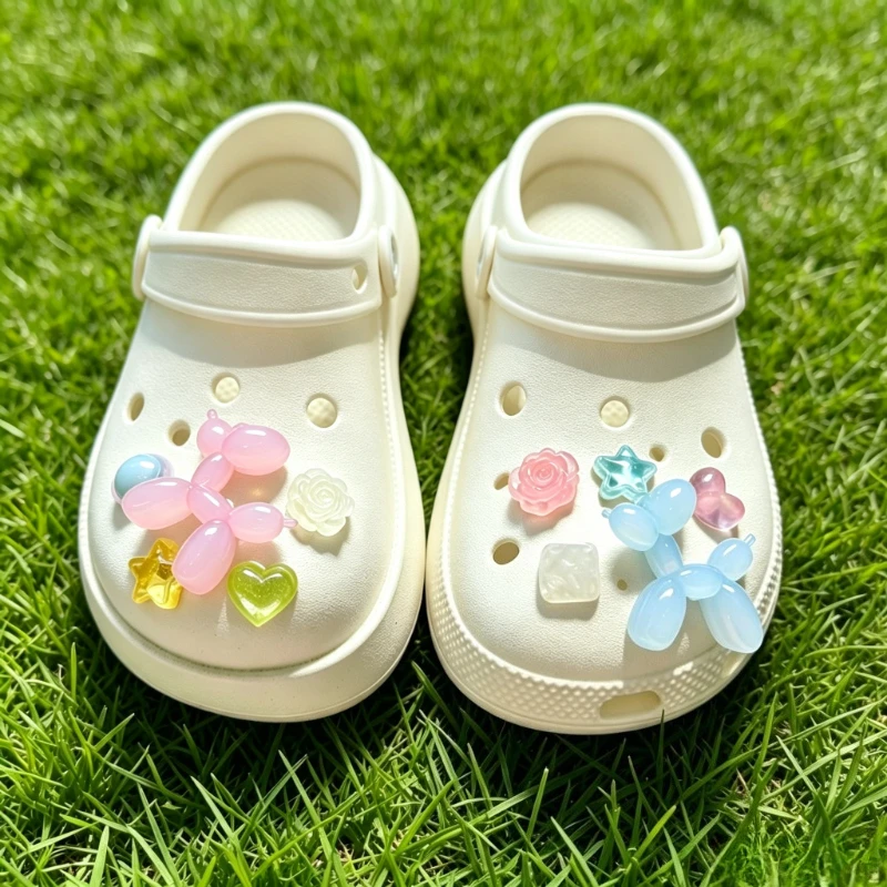 3D Resin Shoe Charms Multicolor Detachable Ornaments, Cartoon Dog Heart Star DIY Decor For Clogs Sandals Women Girls Daily Gift