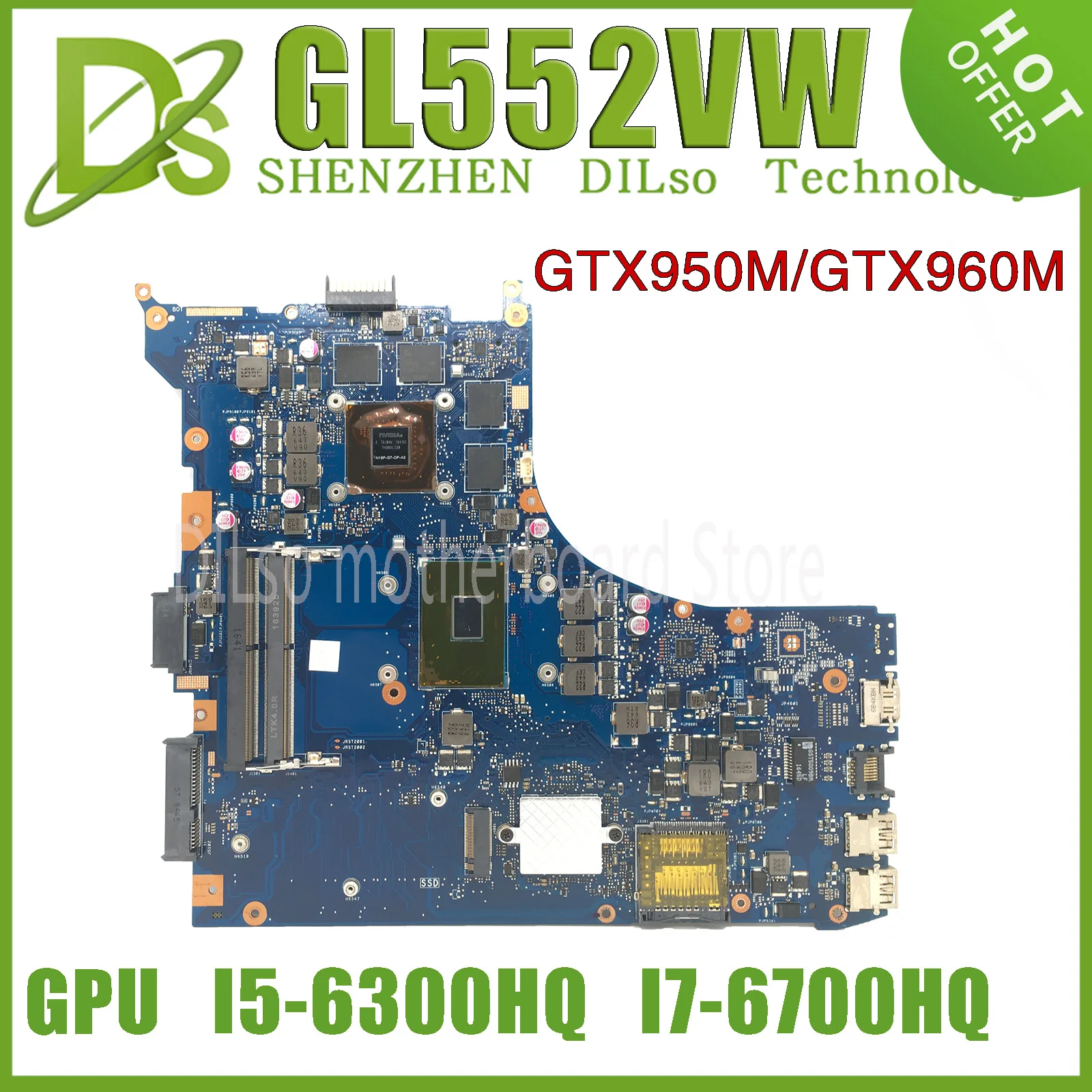 

KEFU GL552VW Laptop Motherboard For ASUS ROG GL552VX GL552VXK GL552V ZX50V Mainboard I7-6700HQ GTX960M GTX950M-V4G 100% Working